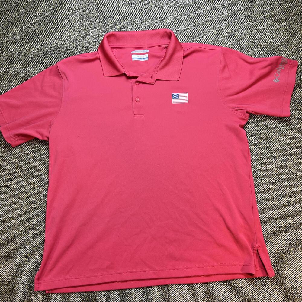 Columbia Men's Omni-Shade Sun‎ Protection Polo Shirt, Red, Medium